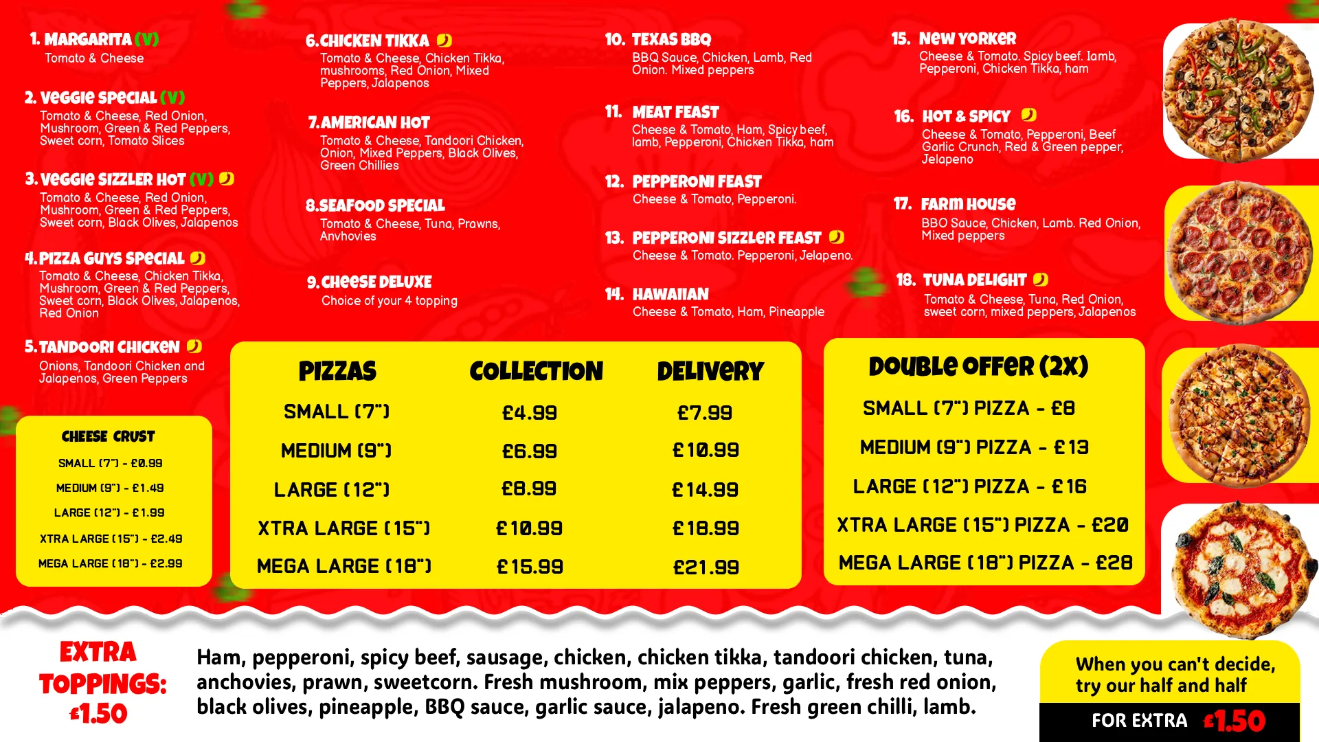 Pizza menu